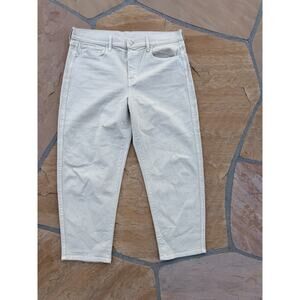 AYR Womens The Beat Drop Cropped Barrel Leg Jeans Size 32 Ivory Denim BZ